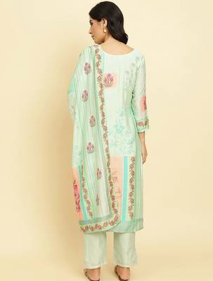 Floral Printed Kurta With Trousers & Dupatta 6