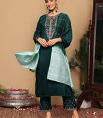 Women Ethnic Motifs Embroidered Regular Kurta with Trousers & With Dupatta