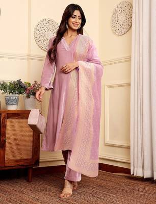 Velvet Kurta with Palazzos & With Dupatta 1