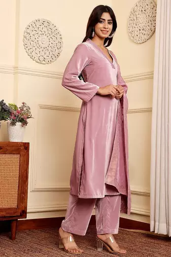 Velvet Kurta with Palazzos & With Dupatta
