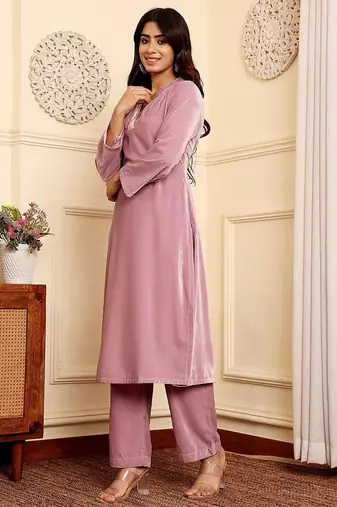 Velvet Kurta with Palazzos & With Dupatta