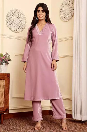 Velvet Kurta with Palazzos & With Dupatta