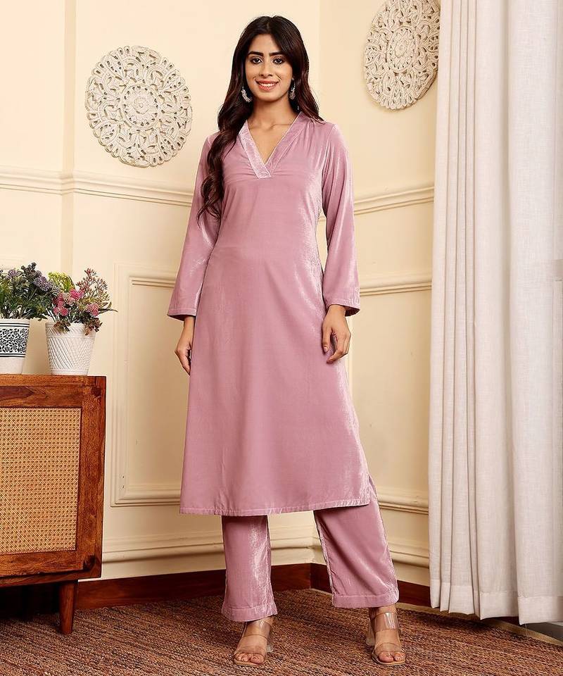 Velvet Kurta with Palazzos & With Dupatta