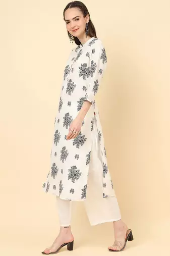 Floral Printed Pure Cotton Kurta with Trousers & Dupatta