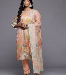 Floral Printed Regular Beads and Stones Kurta with Trousers & With Dupatta