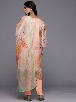 Floral Printed Regular Beads and Stones Kurta with Trousers & With Dupatta 6