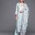 Blue Floral Printed & Striped Round Neck Straight Kurta with Trousers & Dupatta