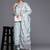 Blue Floral Printed & Striped Round Neck Straight Kurta with Trousers & Dupatta