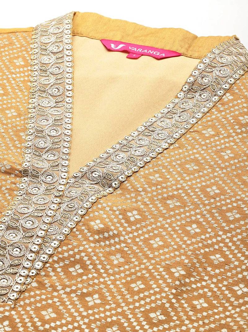 Sequinned Kurta With Trousers & Dupatta