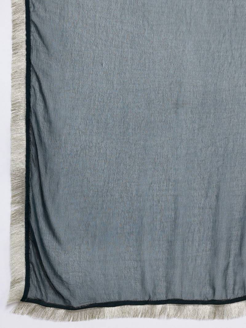 Paisley Embroidered Zari Panelled Kurta With Trousers & Dupatta