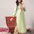 Women Green Leheriya Embroidered Mirror Work Kurta with Trousers & With Dupatta