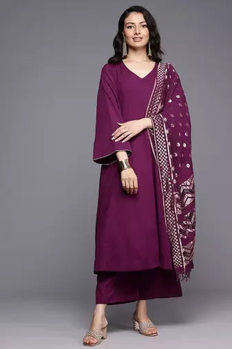 Gotta Patti Silk Crepe Kurta With Palazzos & Dupatta