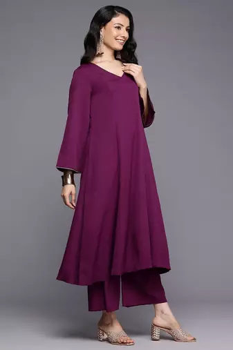 Gotta Patti Silk Crepe Kurta With Palazzos & Dupatta