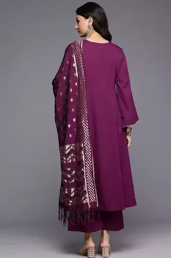 Gotta Patti Silk Crepe Kurta With Palazzos & Dupatta