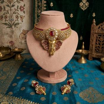 Rani color divine ganesha ad necklace set spiritual design 1