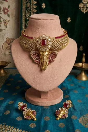 Rani color divine ganesha ad necklace set spiritual design