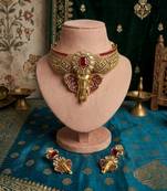 Rani color divine ganesha ad necklace set spiritual design