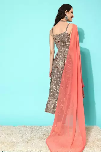 Floral Printed Regular Kurta with Trousers & With Dupatta