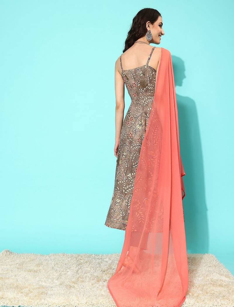 Floral Printed Regular Kurta with Trousers & With Dupatta