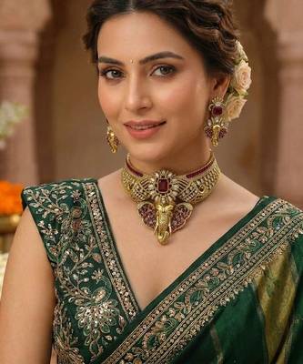 Rani color divine ganesha ad necklace set spiritual design 2