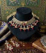 Maroon color american diamond necklace set festive party wear