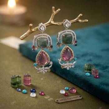 Light pink color american diamond & turkish stone earrings crystal style 1