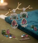 Light pink color american diamond & turkish stone earrings crystal style
