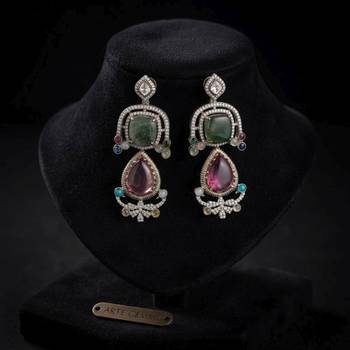 Light pink color american diamond & turkish stone earrings crystal style 2