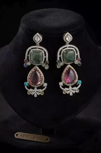 Light pink color american diamond & turkish stone earrings crystal style