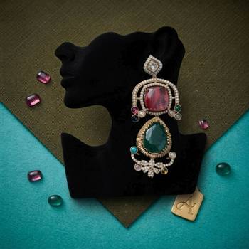 Mehendi green color american diamond & turkish stone earrings traditional appeal 2