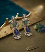 Blue color american diamond & turkish stone earrings party wear