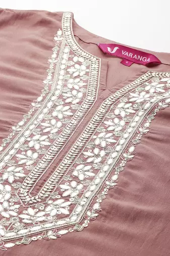 Ethnic Motifs Embroidered Zari Kurta With Trousers & Dupatta