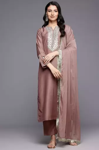 Ethnic Motifs Embroidered Zari Kurta With Trousers & Dupatta