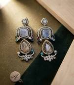 Sand brown color american diamond & turkish stone earrings ethnic appeal
