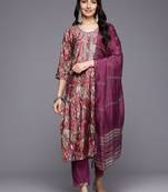 Printed Sequinned Kurta With Trousers & Dupatta