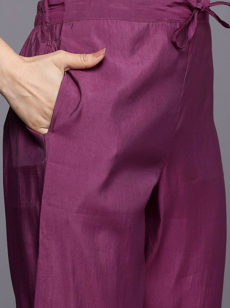 Printed Sequinned Kurta With Trousers & Dupatta