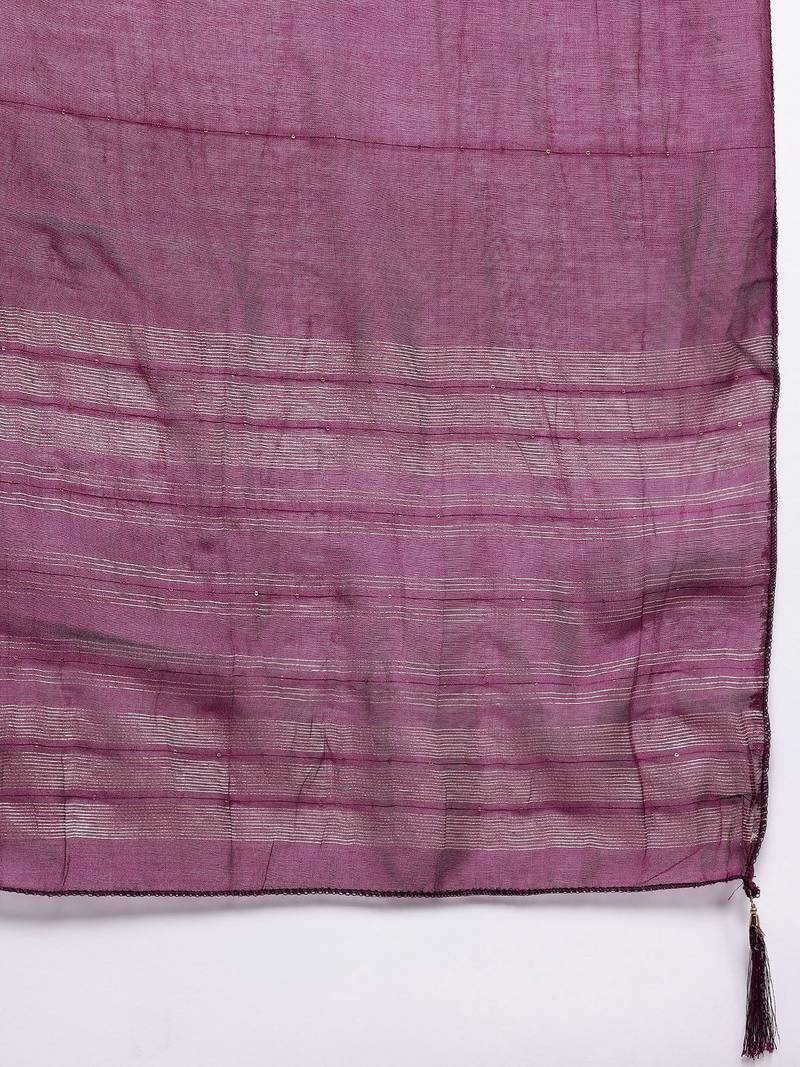 Printed Sequinned Kurta With Trousers & Dupatta