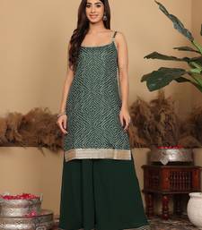 Bandhani Gotta Patti Kurta with Sharara & Fringed Dupatta.