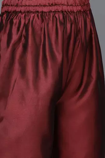 Floral Zari Woven Design Round Neck Kurta with Trousers & with Dupatta
