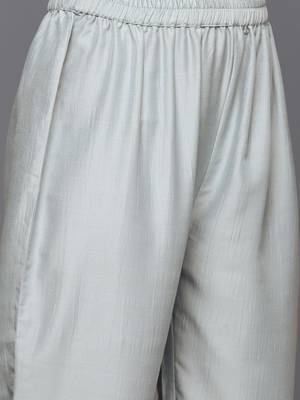 Embroidered Mirror Work Notch Neck Panelled Kurta & Trousers With Dupatta 3