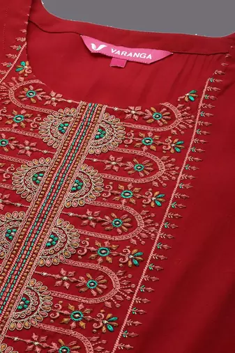 Ethnic Motifs Yoke Design Thread Work Straight Kurta with Palazzo & Dupatta