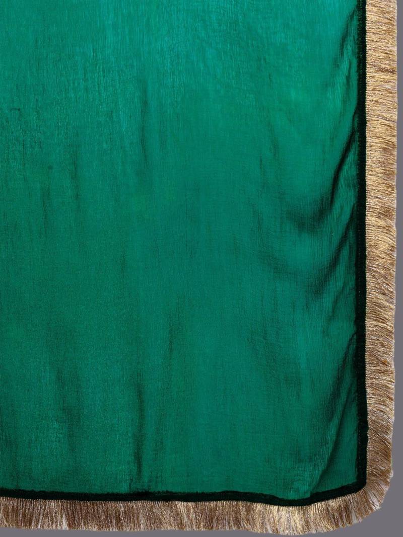Ethnic Motifs Yoke Design Thread Work Straight Kurta with Palazzo & Dupatta
