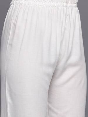 Floral Embroidered Chikankari Kurta With Trousers & Dupatta 4