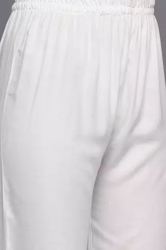 Floral Embroidered Chikankari Kurta With Trousers & Dupatta