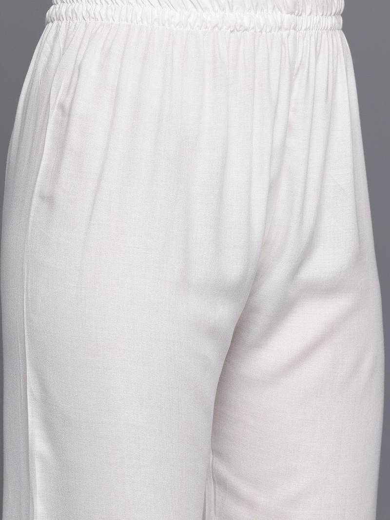 Floral Embroidered Chikankari Kurta With Trousers & Dupatta