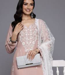 Floral Embroidered Thread Work Kurta With Trousers & Dupatta