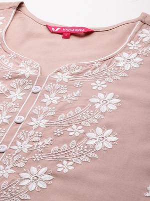 Floral Embroidered Thread Work Kurta With Trousers & Dupatta 3