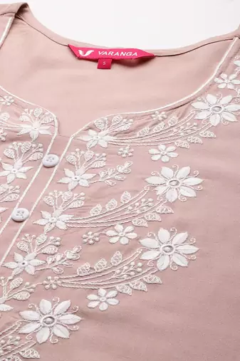 Floral Embroidered Thread Work Kurta With Trousers & Dupatta