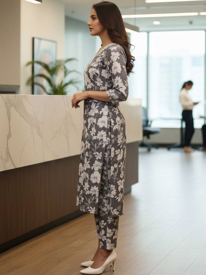 Women Floral Printed Regular Kurta with Trousers