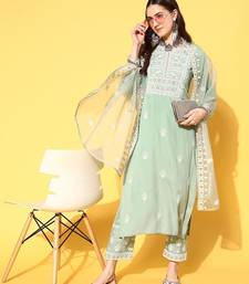 Women Ethnic Motifs Embroidered Thread Work Kurta with Trousers & With Dupatta
